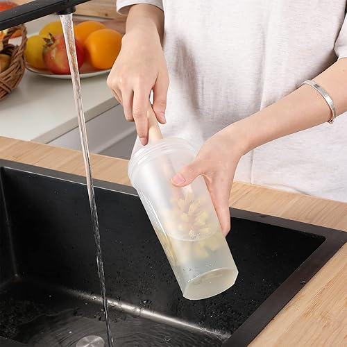 Miniatura 5 de Gejoy 6 cepillos de madera natural con cerdas largas de mango de madera de haya para limpiar botellas, tazas, tarros, vasos, platos, jarrones,