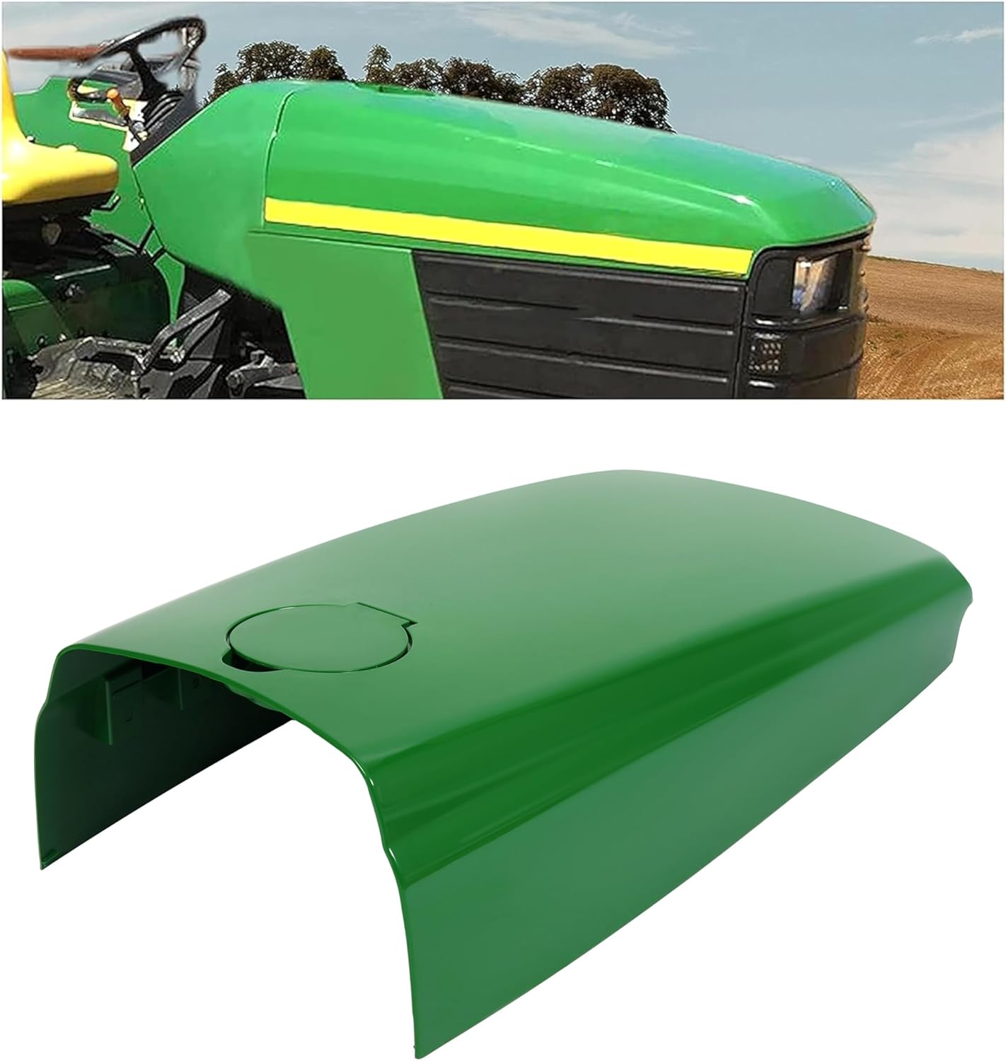 ECOTRIC Tractor Hood Compatible with Lawn Mower John Deere 4500 4510 4600 4610 4700 4710 with Fuel Door Kit Replacement for LVU12063