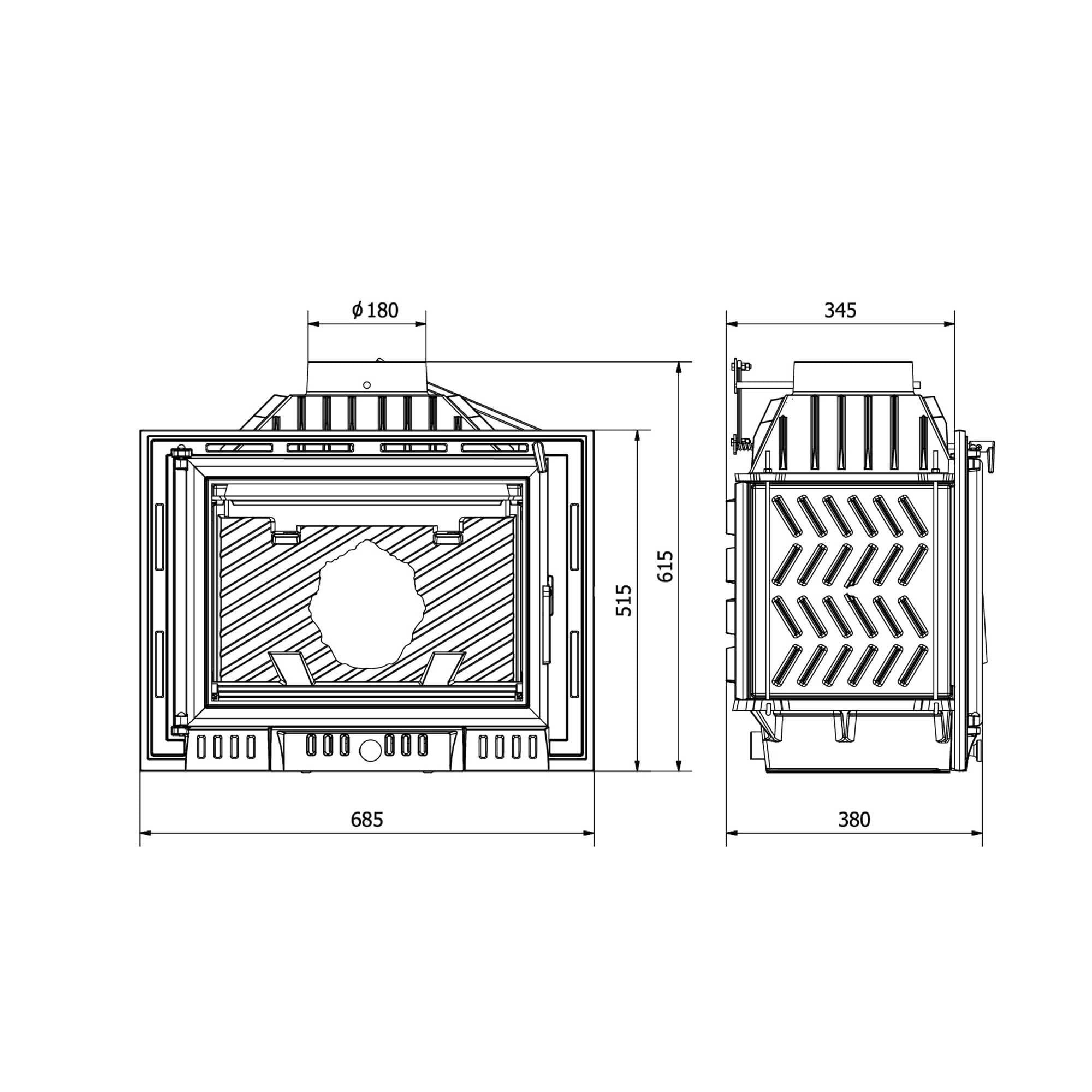 Insert de cheminée en fonte - W6 (10,1 kW) ECO