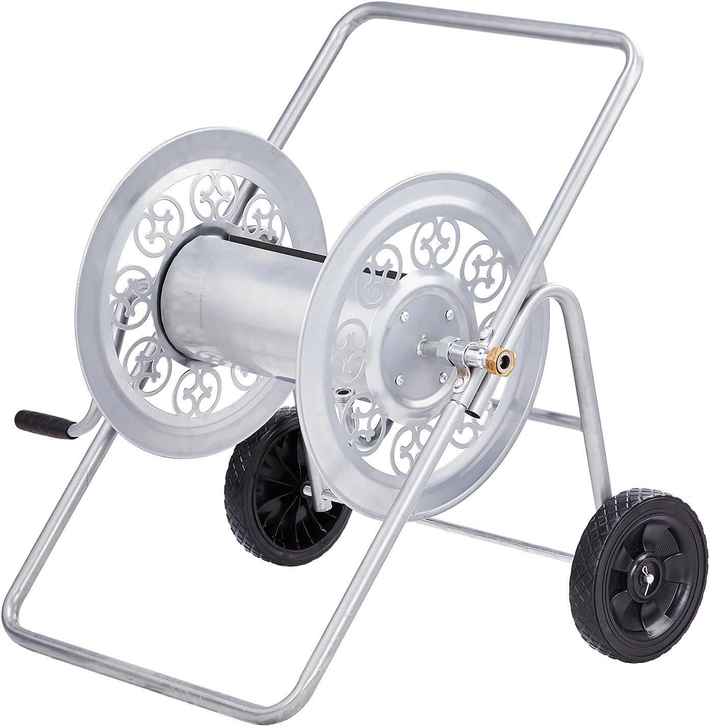Havemies 3/4 Inch x 175FT Iron Hose Reel Cart, Perfect Capacity for Standard Suburban Yards, Heavy Duty Steel Garden Hose Reel with Rust-Resistant Coating, Stable 2-Wheel Cart