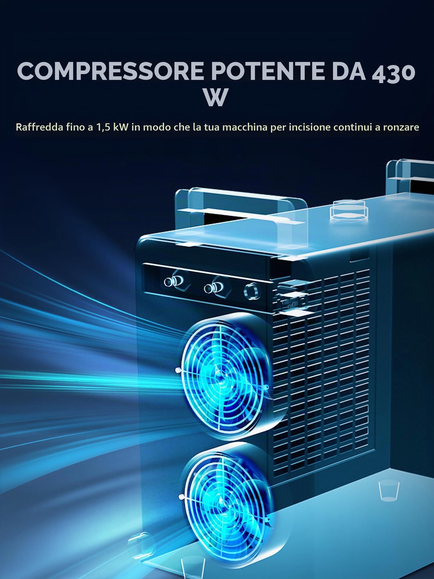 OMTech 6L Refrigeratore d'Acqua Industriale 0.68kW 10L/min CW-5200 Sistema di Raffreddamento ad Acqua per Macchine per Incisione e Taglio Laser CO2 da 60W-150W, Raffredda 5200 BTU/ora
