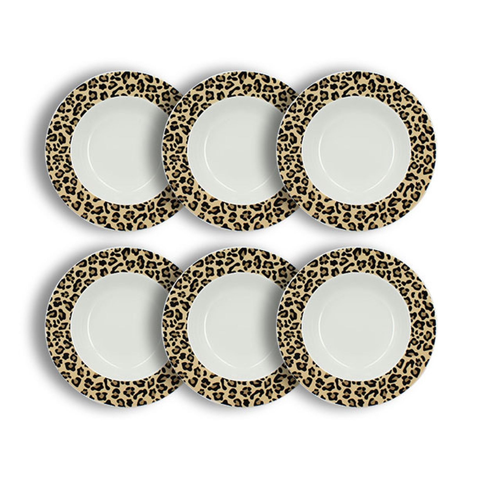 NOVASTYL 2614956 - Juego de 6 platos hondos de leopardo (porcelana), color beige