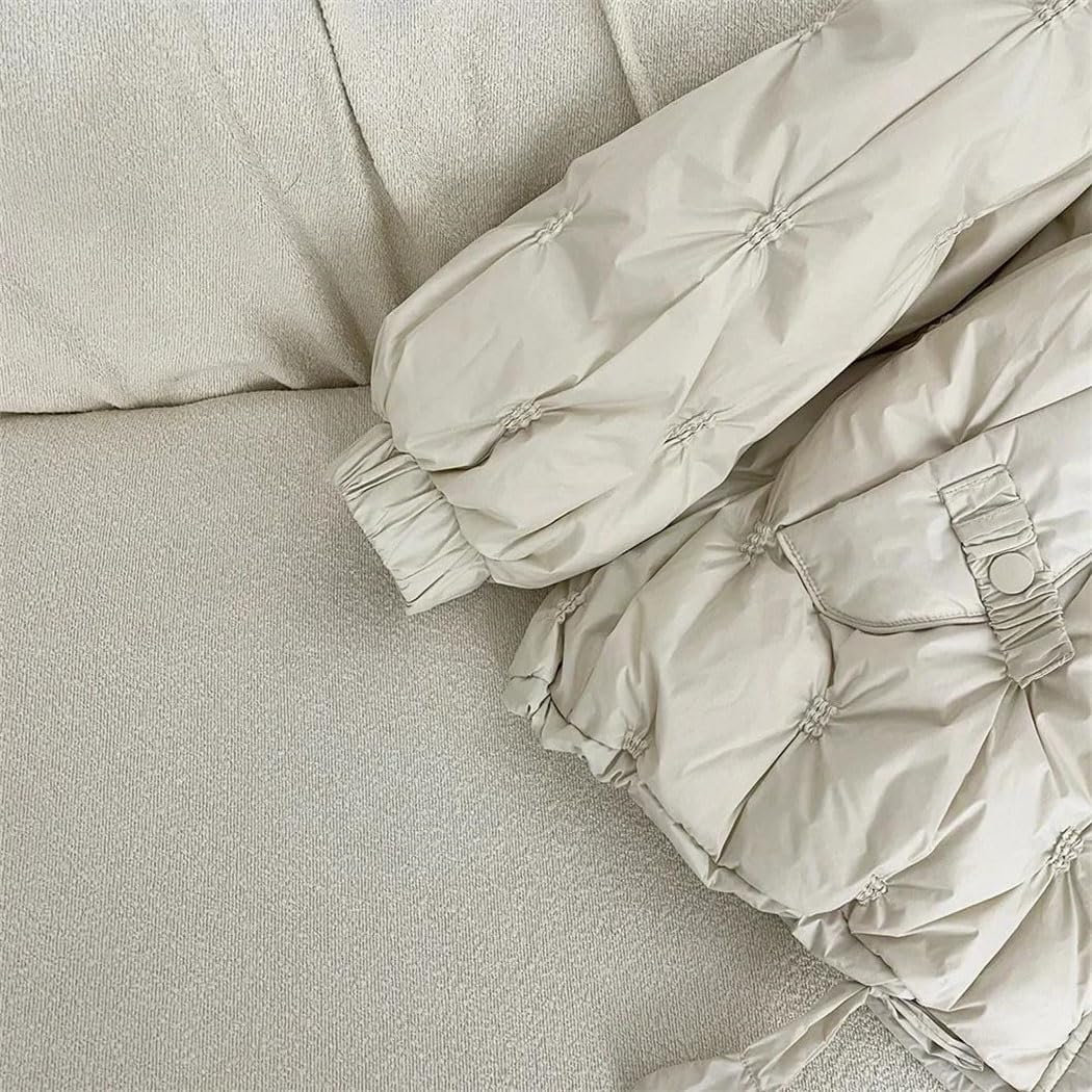 Women’s Korean Down Jacket Autumn Winter Hooded Coat Casual Thick Warm Loose Fit White Duck Outerwear