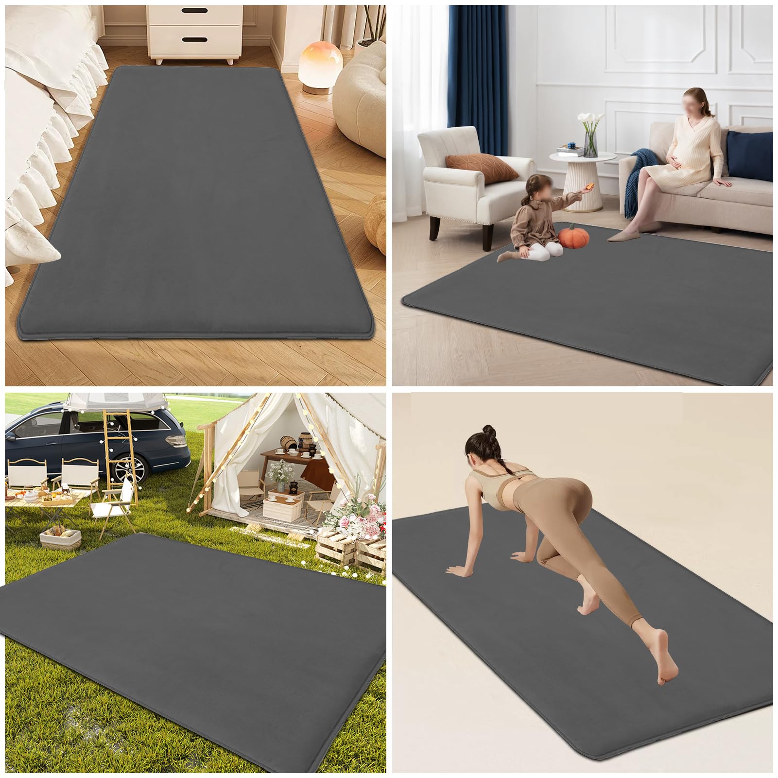 Baby Spielmatte, 3cm Dickes Extra groß Memory-Schaumstoff Matte für Bauchlage, Rutschfester Kinderteppich, Krabbelmatte, Tatami-Yogamatte, krabbeldecke für Baby 100 x 120 cm Dunkelgrau