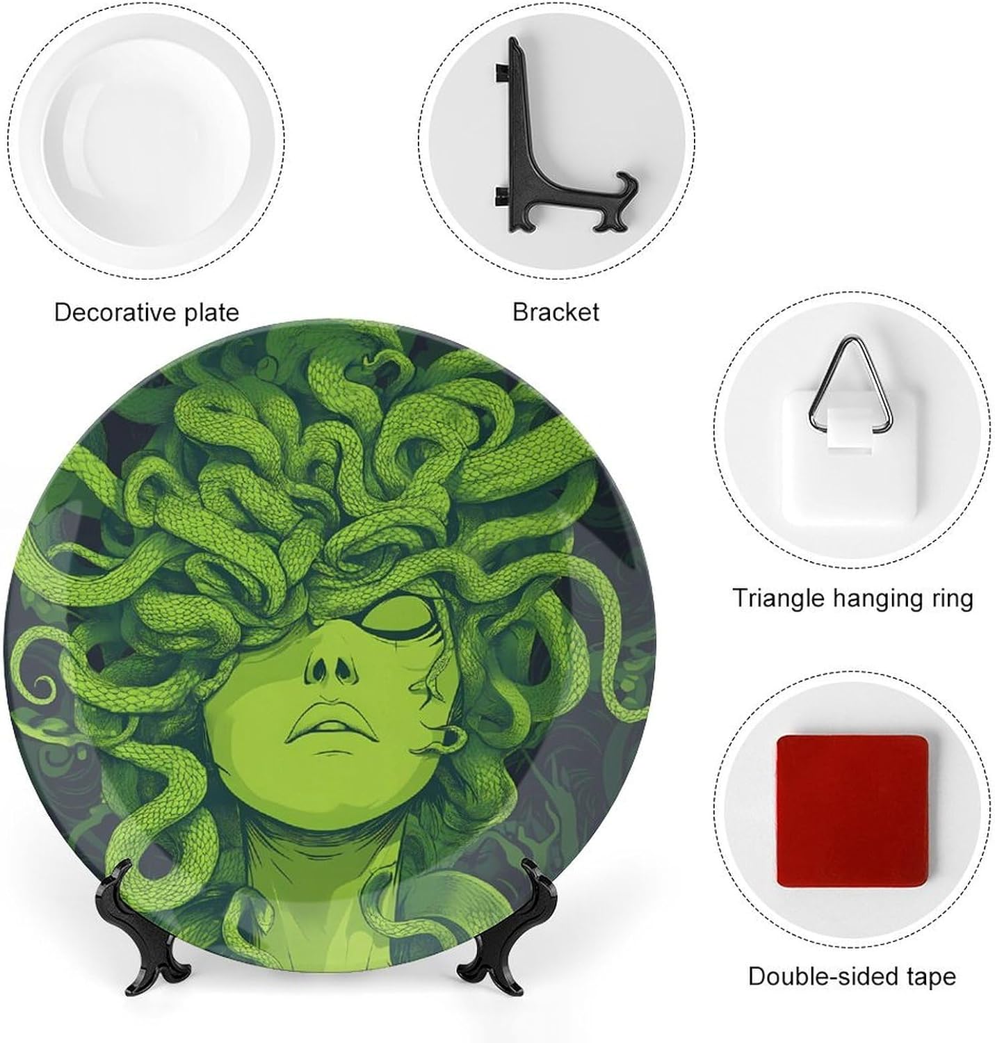 Greek Mythology Medusa Bone China Decorative Porcelain Plates Dinnerware Ornaments