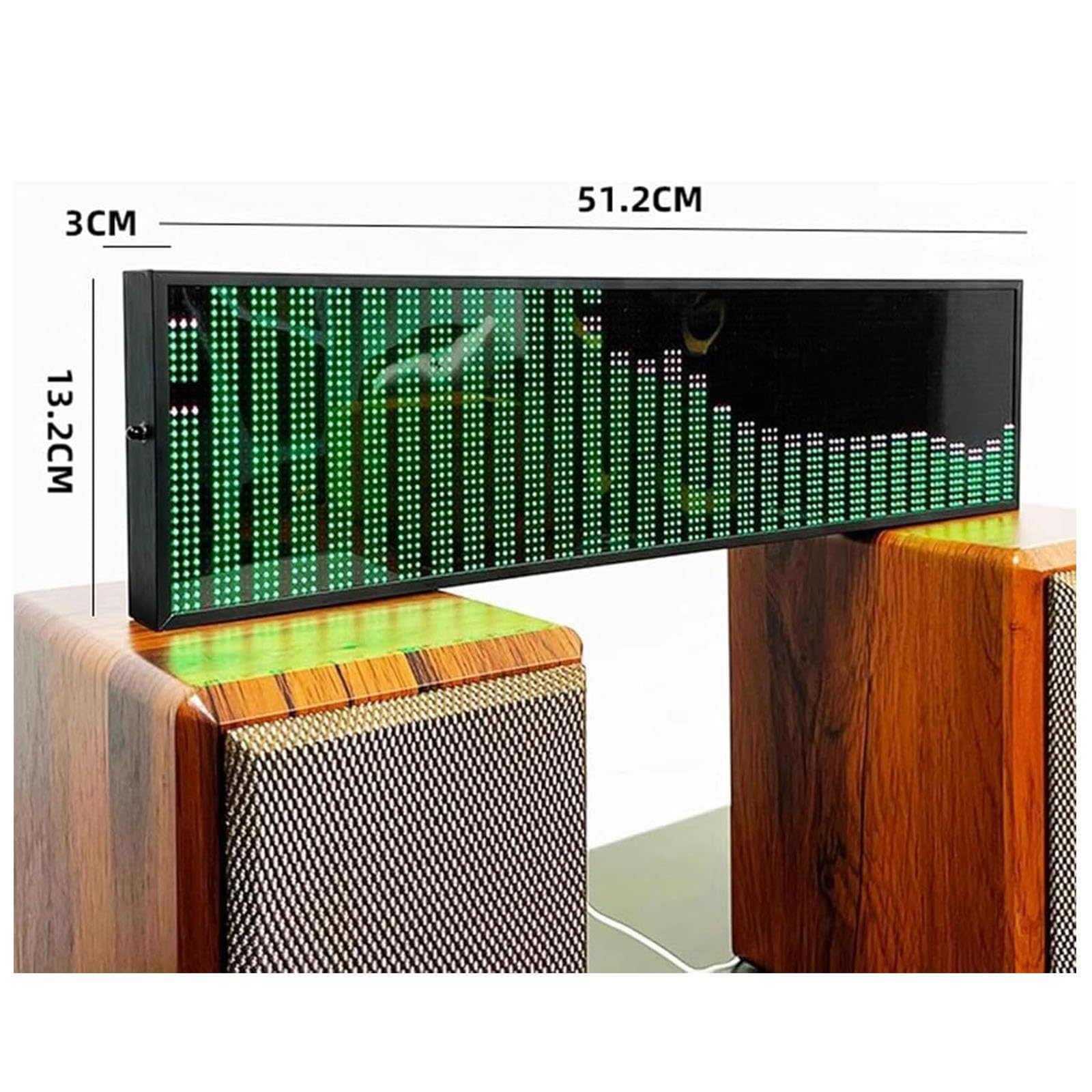 Analizador de espectro musical LED, pantalla de nivel de audio RGB con 36 estilos, reloj digital, control de voz y línea, 4 rangos de frecuencia para uso en coche y estudio