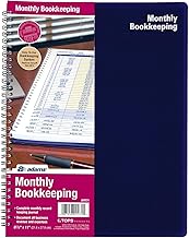 Adams Monthly Bookkeeping Record Book - 8.5" x 11" Spiral Bound 4 Column Ledger 128 Pages - Undated Accounting Ledger Book for Small Business, Payroll, Budget Tracking - Durable Poly Cover - 1 Unit