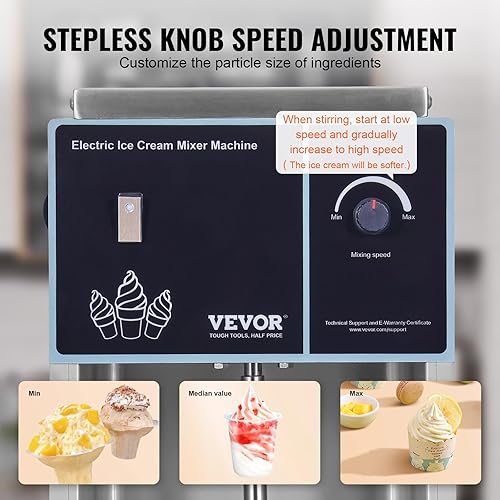 Miniatura 4 de VEVOR Máquina de mezcla de yogur congelado 400W, ajuste de velocidad continuo,Mezcladora de helado de batido de yogur 4200RPM