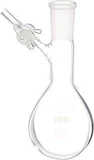 Chemglass AF-0520-07 Airfree Single Neck Reaction Flask with 2mm Glass Stopcock, Kjeldahl Shape, 24/40 Standard Taper Outer Joint, 200ml Capacity