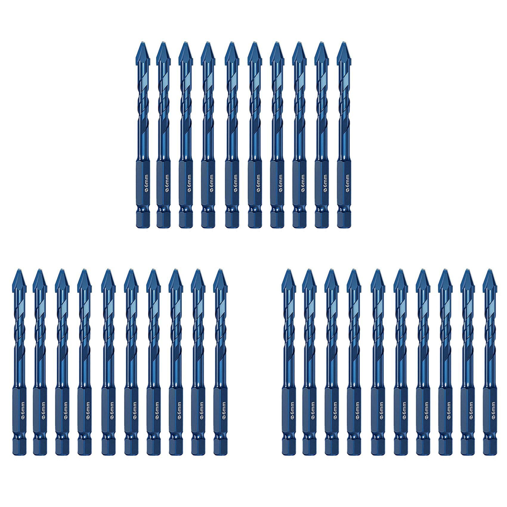 Jnchdghwa Blue 30Pcs High Hardness Eccentric Drill Drilling 6Mm Glass Tile Ceramic Punching Rock Slab Triangle Drill Bit