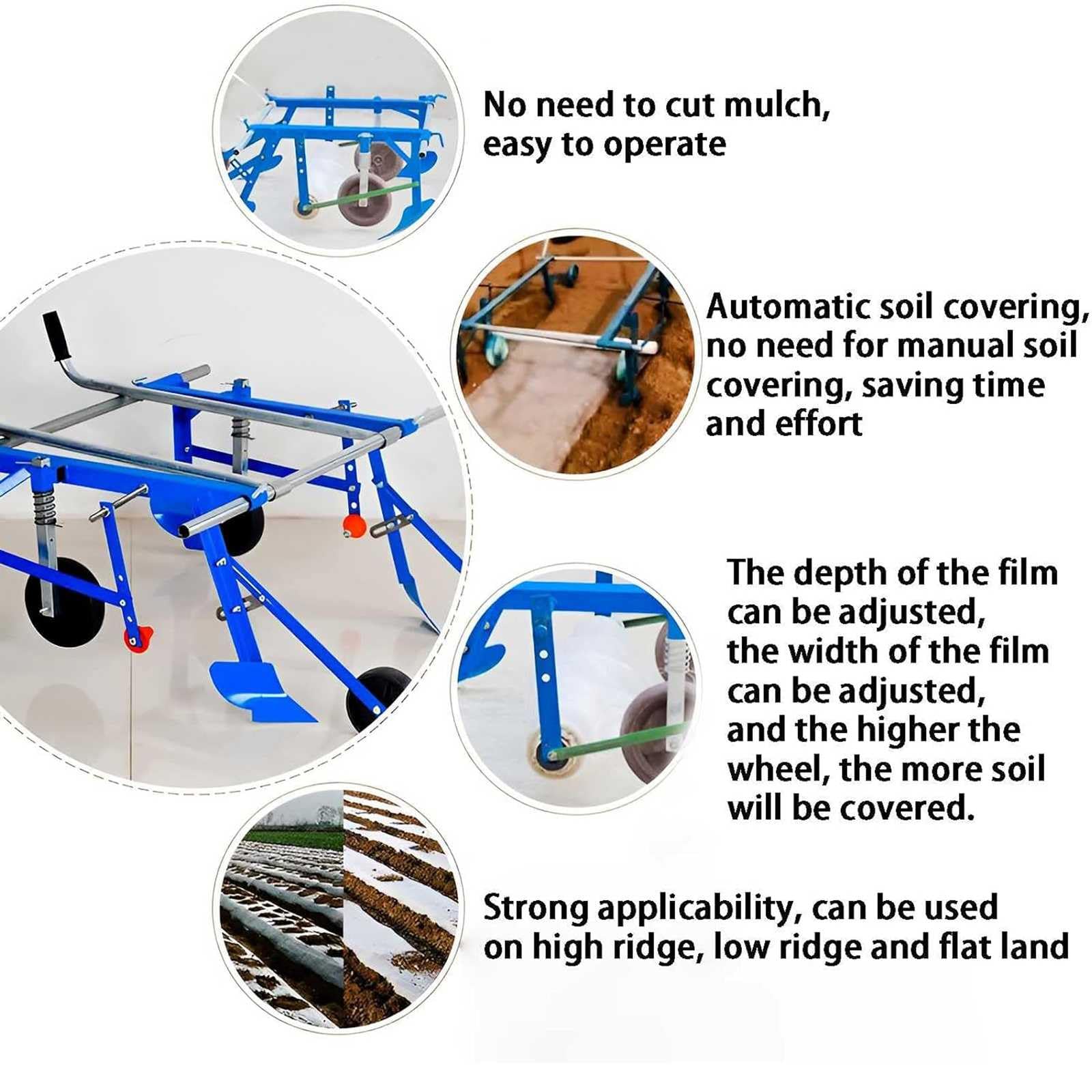 Macchina per La Produzione di Film Pacciamante Tirato A Mano, Film per Pacciamatura Macchina per Il Mulchingtelo Pacciamante Macchina,profondità di Pacciamatura Regolabile