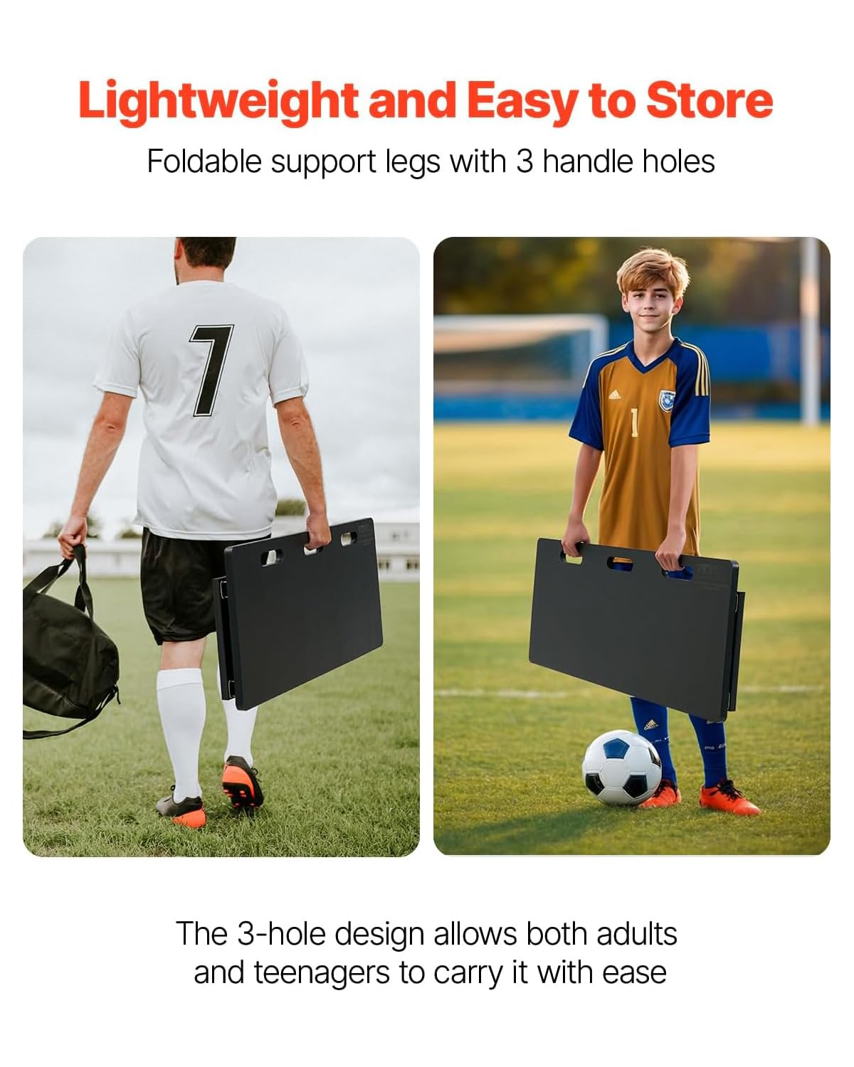 VEVOR Pedana da Rimbalzo da Calcio, Muro da Calcio Portatile 40"X16" con Rimbalzo a 2 Angoli, Pedana da Rimbalzo Pieghevole in HDPE, Attrezzatura da Allenamento Pratica di Passaggio e Tiro