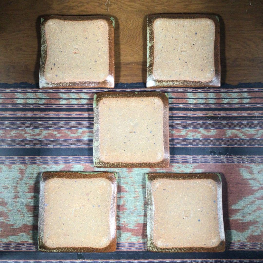 いい日うー特価』信楽焼杉江寮平『灰釉組皿』銘々皿5枚