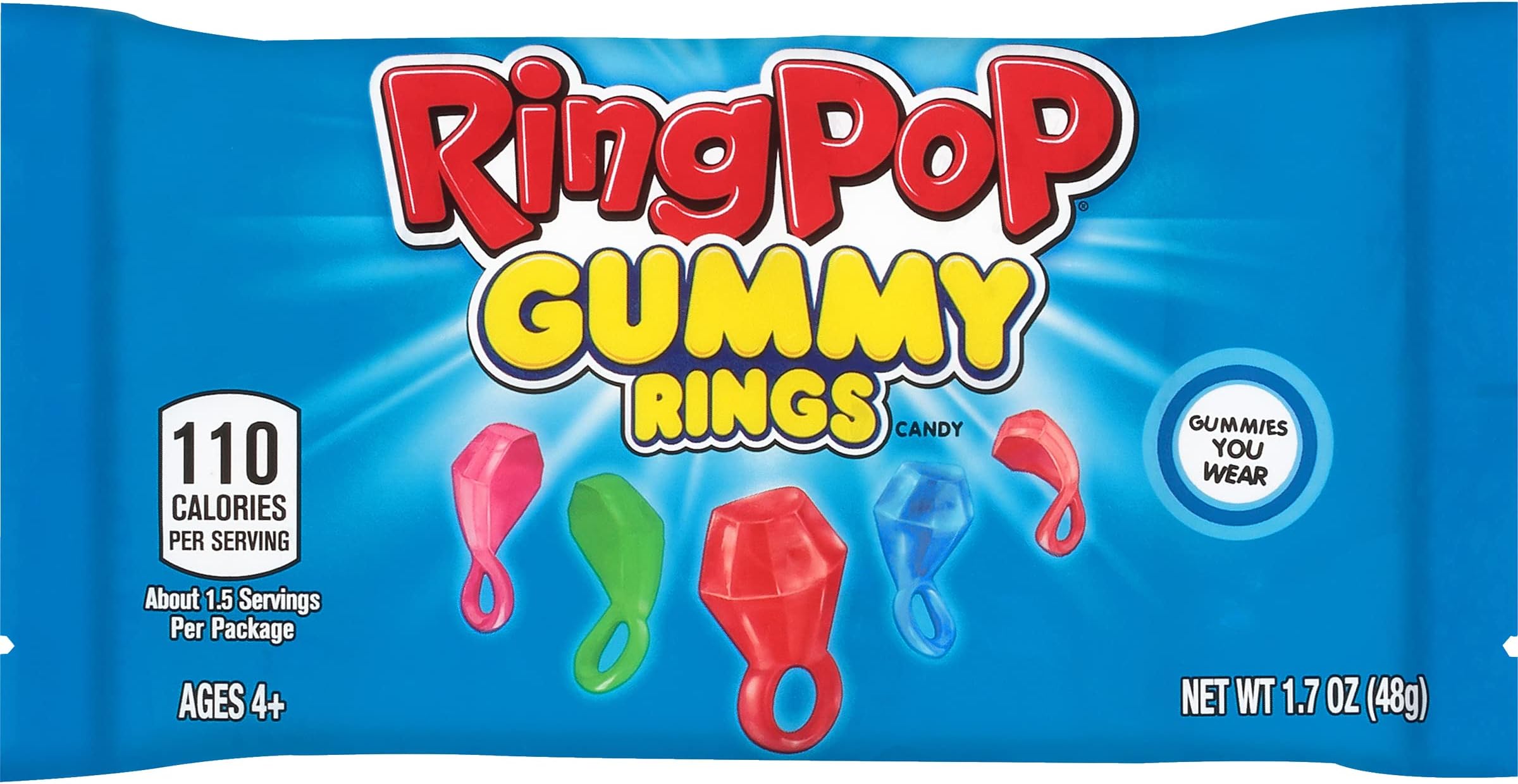 Gummies Rings - Individual 16 Packs Assorted Gummy Candy Flavors (1.7 Oz Bag) - Fun Candy for Birthdays and Celebrations