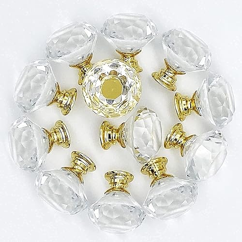 Miniatura 2 de 10 pomos de cristal para cajones de puerta de cristal de 1.18 pulgadas (1.181 in) con tornillos para armario, armario, decoración del hogar,
