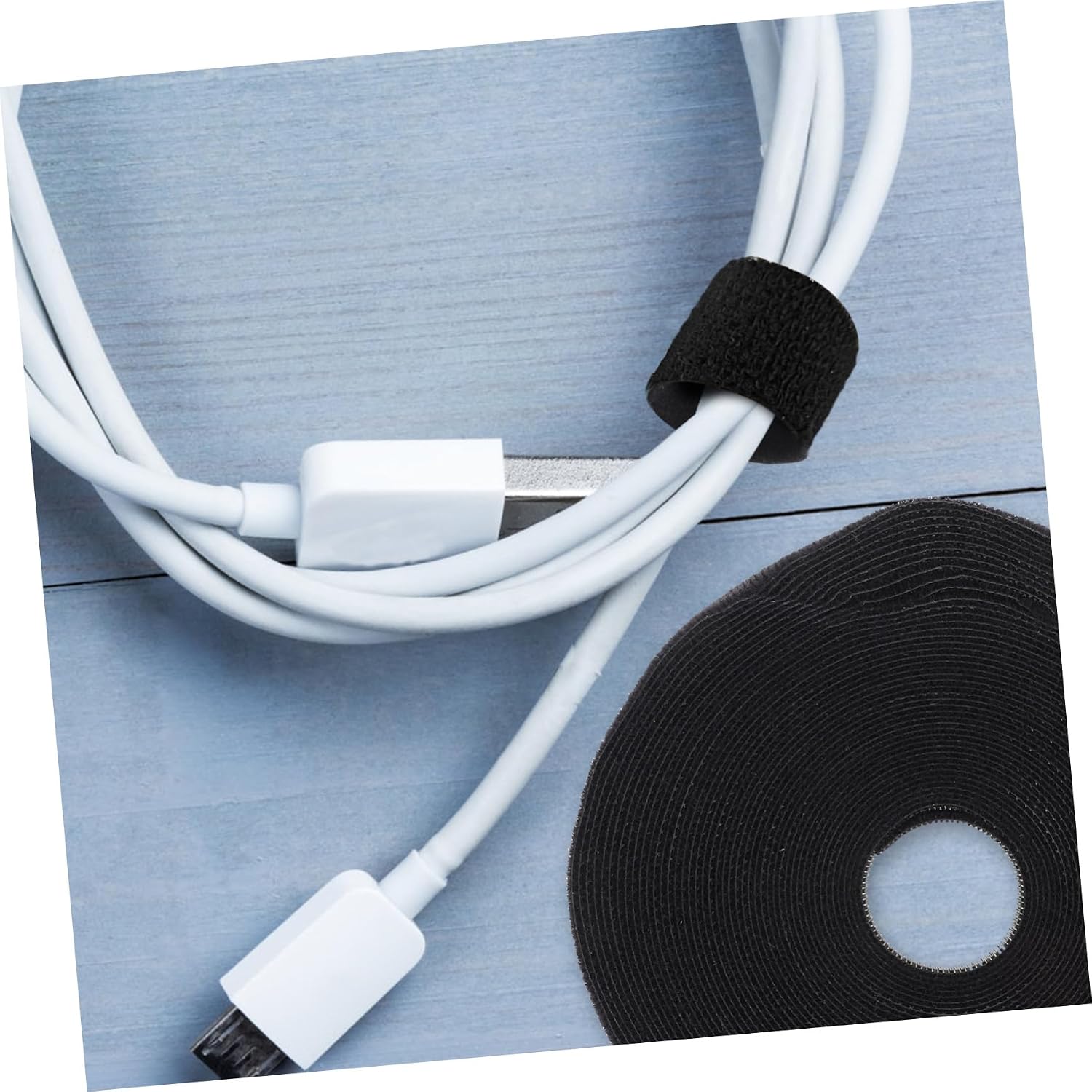Self Adhesive Hook and Loop Tape Roll, 1 Roll Black Polyester