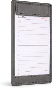 Notsu Note Card Holder | Minimalist 3x5 Inch Index Card Holder Handheld Case in Premium Gray Vegan Leather with 25 To Do List Notecards