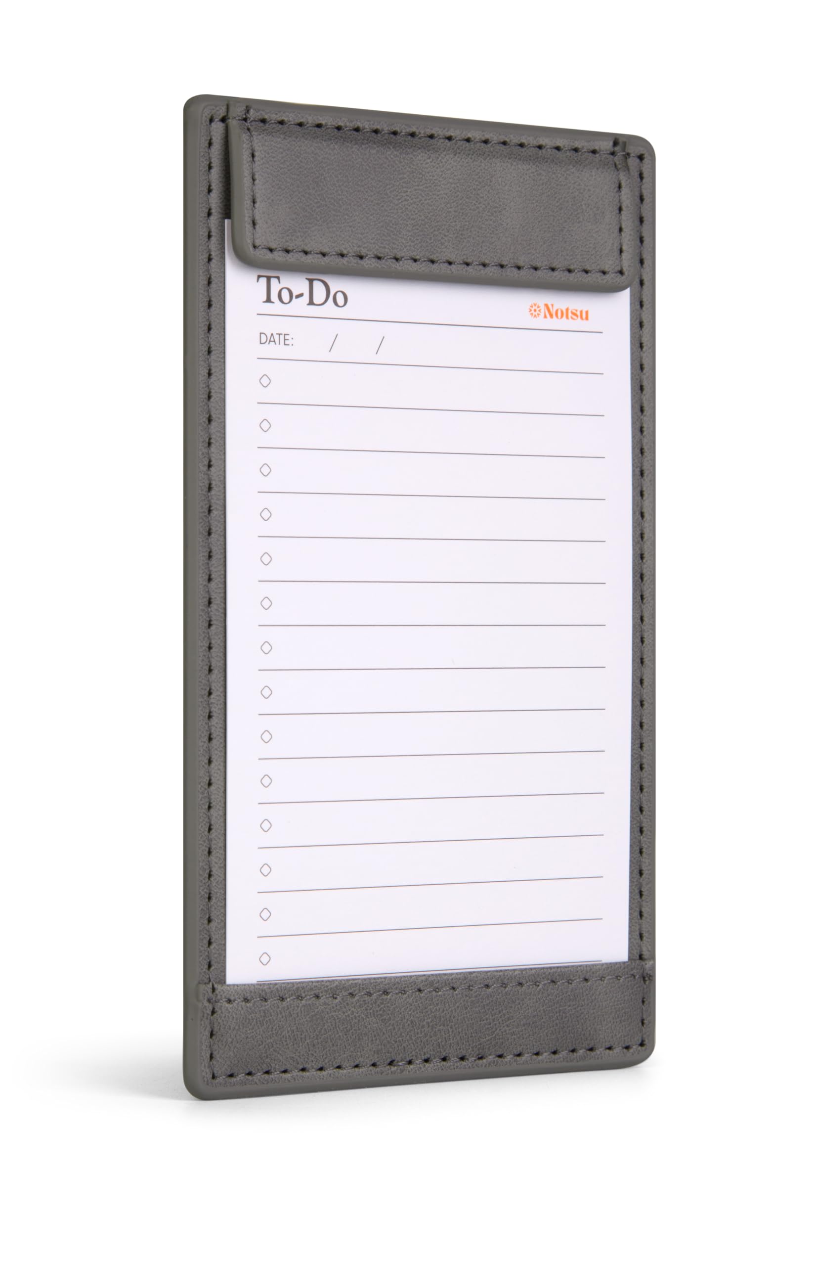 Notsu Note Card Holder | Minimalist 3x5 Inch Index Card Holder Handheld Case in Premium Gray Vegan Leather with 25 To Do List Notecards