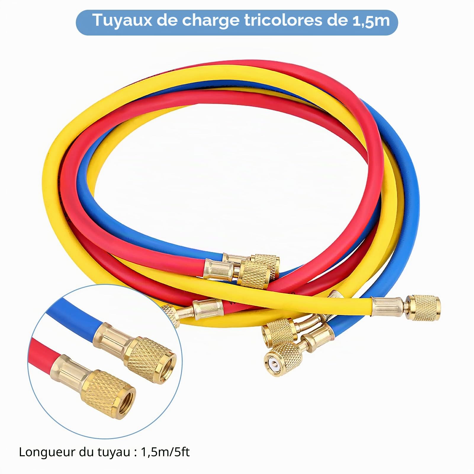 Recharge Climatisation Voiture R134A, Manifold Gauge Set Kit de Jauge de Collecteur de Diagnostic Professionnel AC Diagnostic Réfrigérants Climatisation Outils avec Tuyau, Convient aux Réfrigérants