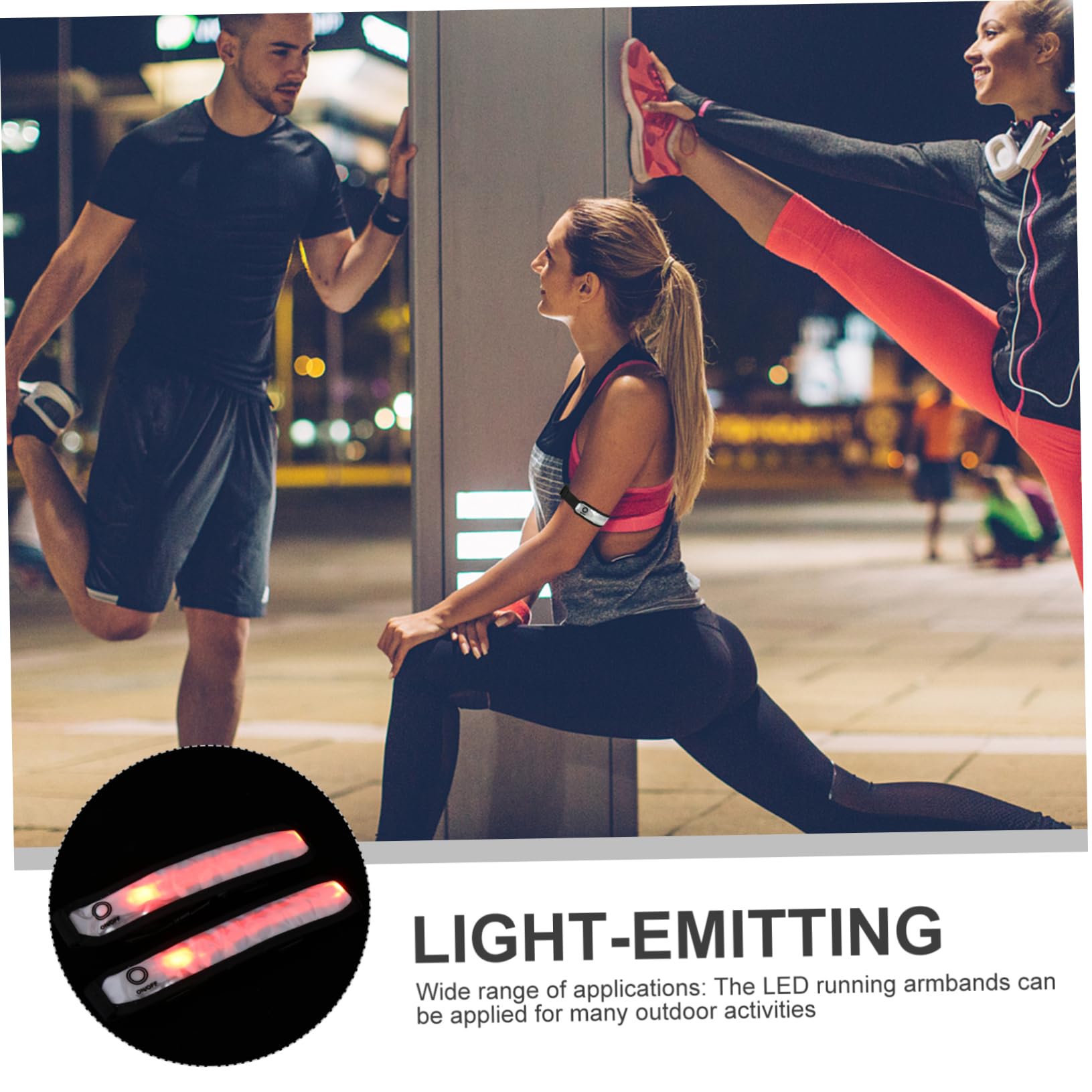 BESTonZON 2pcs LED Reflective Armband High Visibility Safety Wristbands for Night Running Cycling and Outdoor Activities Durable Reflective Band Device with