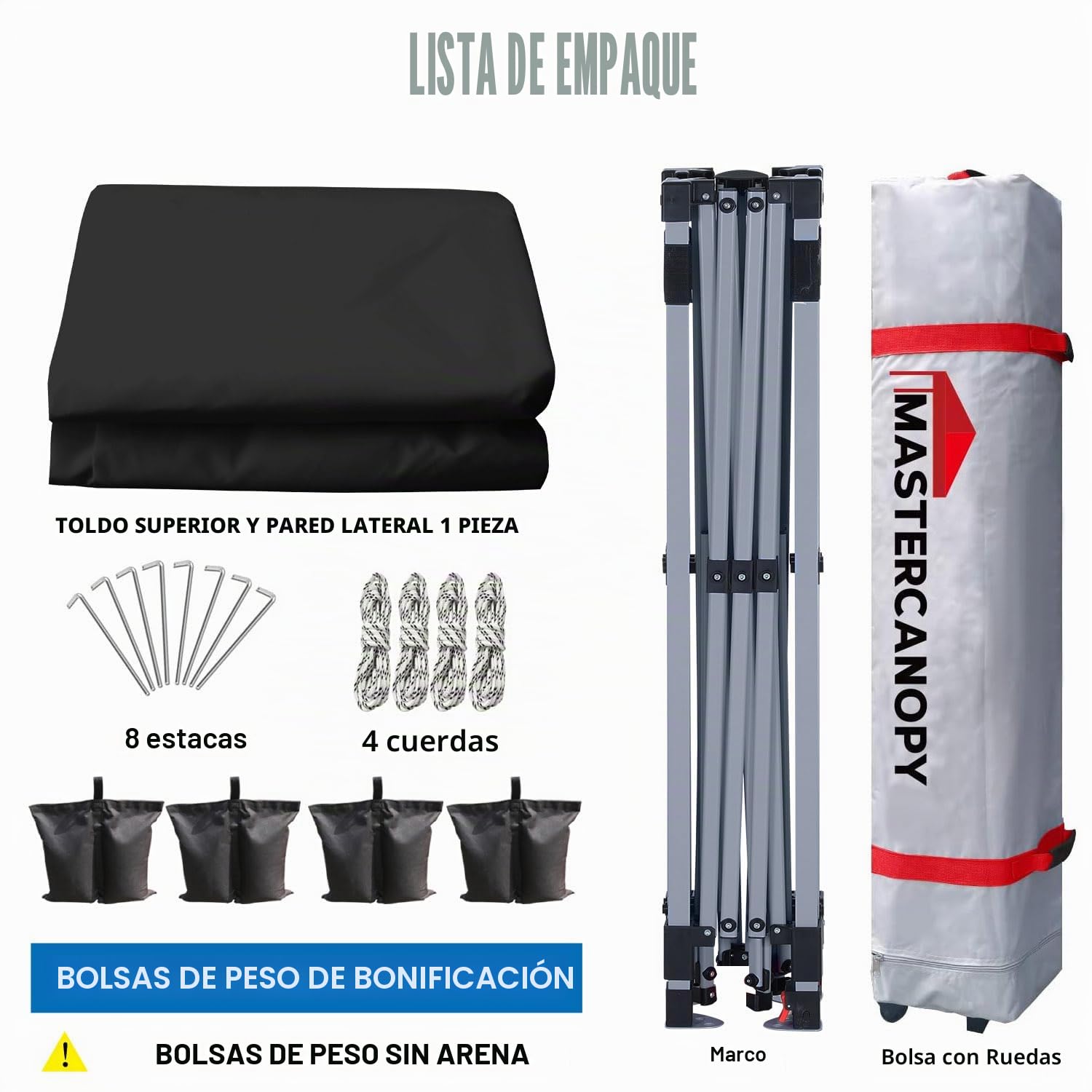 MasterCanopy Durable Ez - Tienda de campaña desplegable con 1 Pared Lateral (3 x 3 m, Negro)