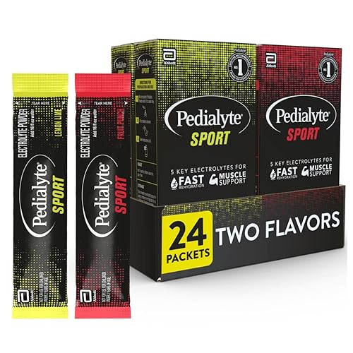 Pedialyte Polvo de electrolitos deportivos, hidratación rápida con 5 electrolitos clave para apoyo muscular antes, durante y después del ejercicio,