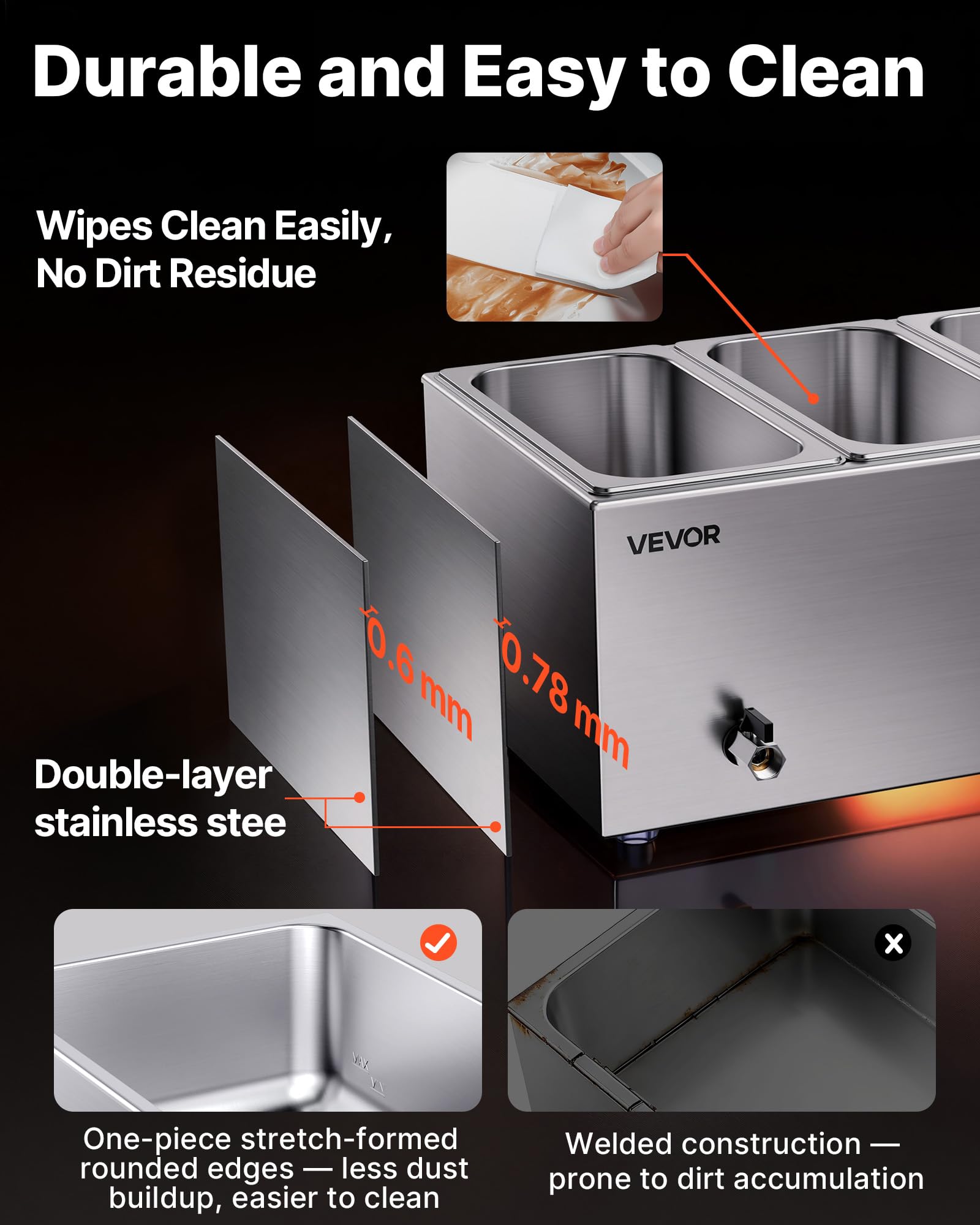 VEVOR 3-Pan Food Warmer - Keep Food Hot! -5 VEVOR 3-Pan Food Warmer - Keep Food Hot! -5