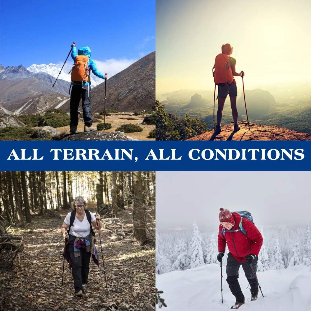 2Pcs Collapsible Trekking Poles - Adjustable Hiking Walking Sticks, Aluminum Alloy 7075 Trekking Sticks with Adjustable Quick Flip-Lock, Telescopic, U