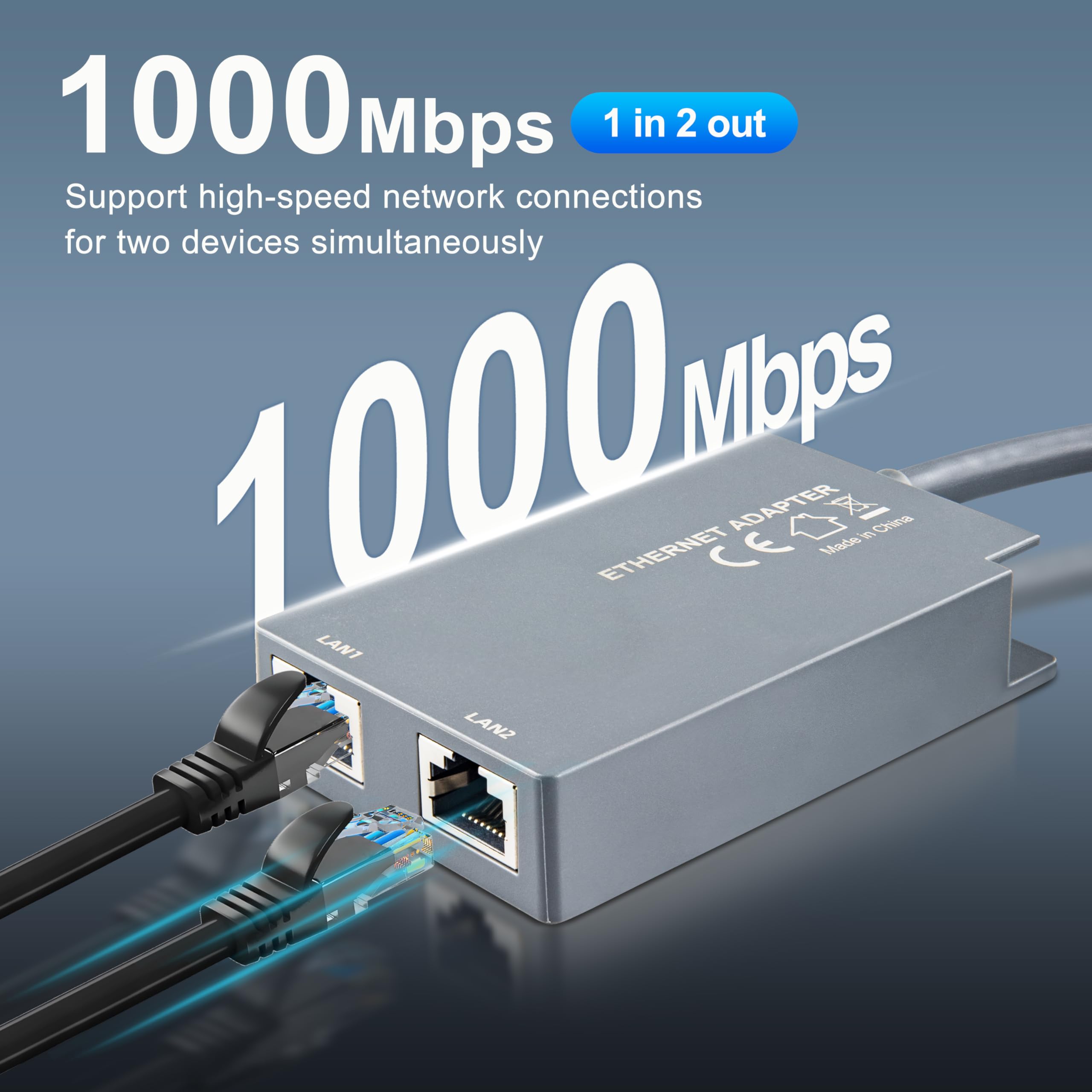 Adaptador Ethernet para Starlink GEN2 con Dos Puertos, Cable de 1m, Interfaz RJ45 1 a 2 Gigabit Repuesto para Internet Satelital Starlink Conexión por Cable Sencilla para Dos Dispositivos
