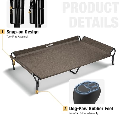 Miniatura 4 de Veehoo Cama elevada refrescante para perro, cama elevada para perro, base de cama para perro a prueba de mordeduras con malla Teslin lavable y