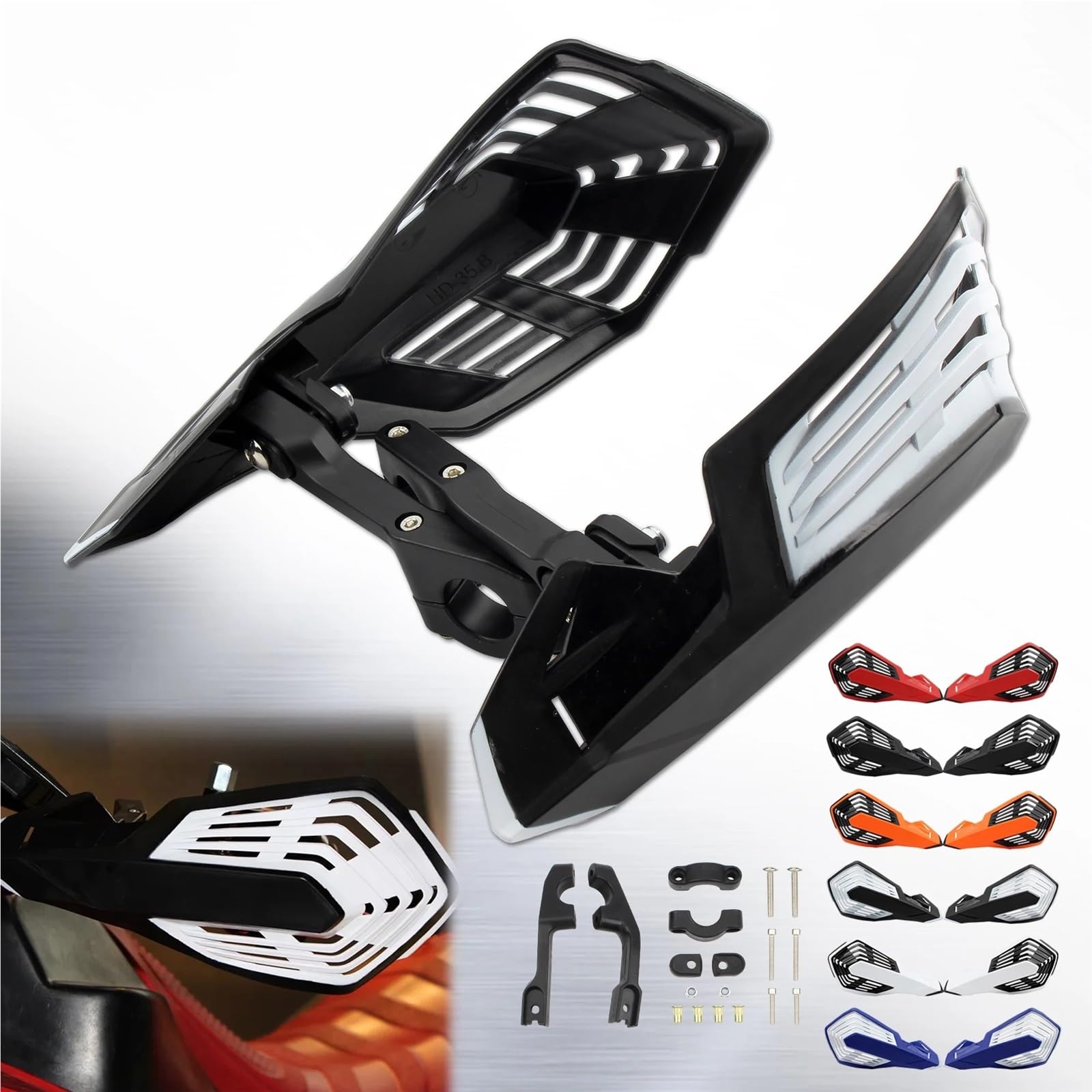 Ochraniacze dłoni Pasuje do HONDA pasuje YAMAHA EXC KLX YZF CRF ochrona osłona dłoni motocykla Protector motor terenowy Enduro(Black-white)