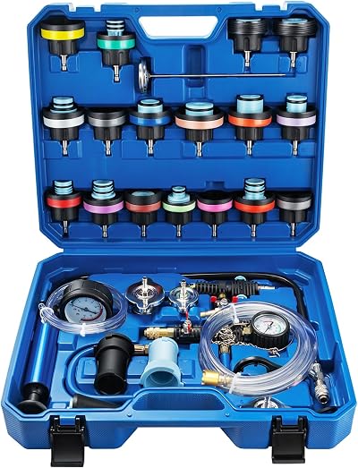 28PCS Coolant Pressure Tester & Vacuum Refill Kit,Radiator Pump Pressure Tester Kit for Automotive Cooling System Water Tank Leakage Detection
