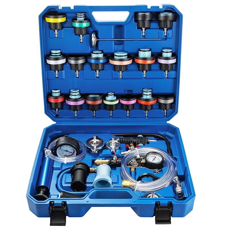 Kit de Teste de Pressão do Sistema de Arrefecimento VTG VOGTEN com 23 Adaptadores para Radiador e Bomba de Vácuo, 28 peças