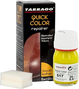 Tarrago Quick Color Dye Leather and Canvas Repair - 25 ml صبغة الأحذية الجلدية لصباغة الأحذية الجلدية ، الحقائب ، الأحذية ، السترات ، الجراب والمزيد - الكبريت # 617