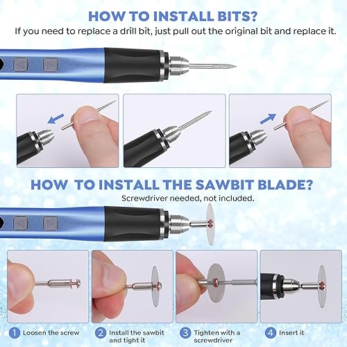 Miniatura 6 de Rotación bidireccional Pro bolígrafo de grabado eléctrico inalámbrico USB-C recargable con 42 bits, 16 plantillas, máquina grabadora giratoria