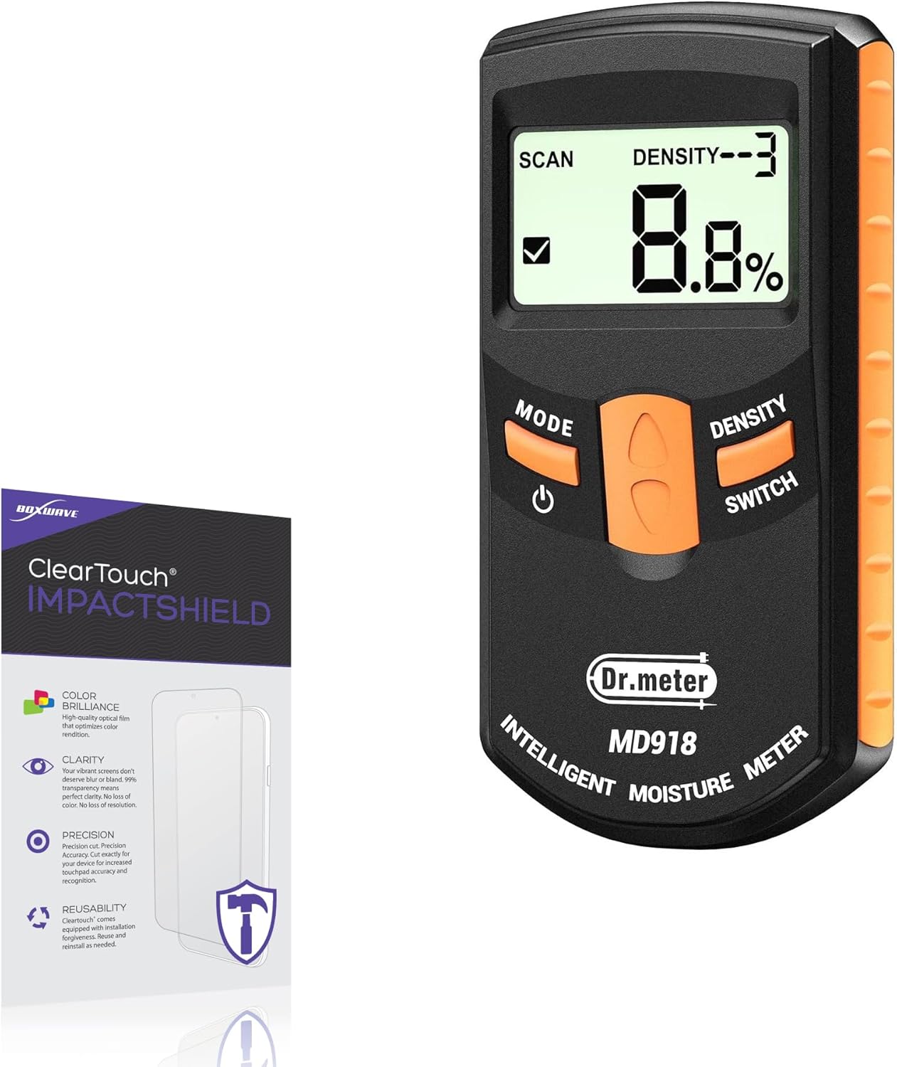 BoxWave Screen Protector Compatible with Dr.Meter Pinless Wood Moisture Meter MD918 - ClearTouch ImpactShield (2-Pack), Impenetrable Screen Protector Flexible Film