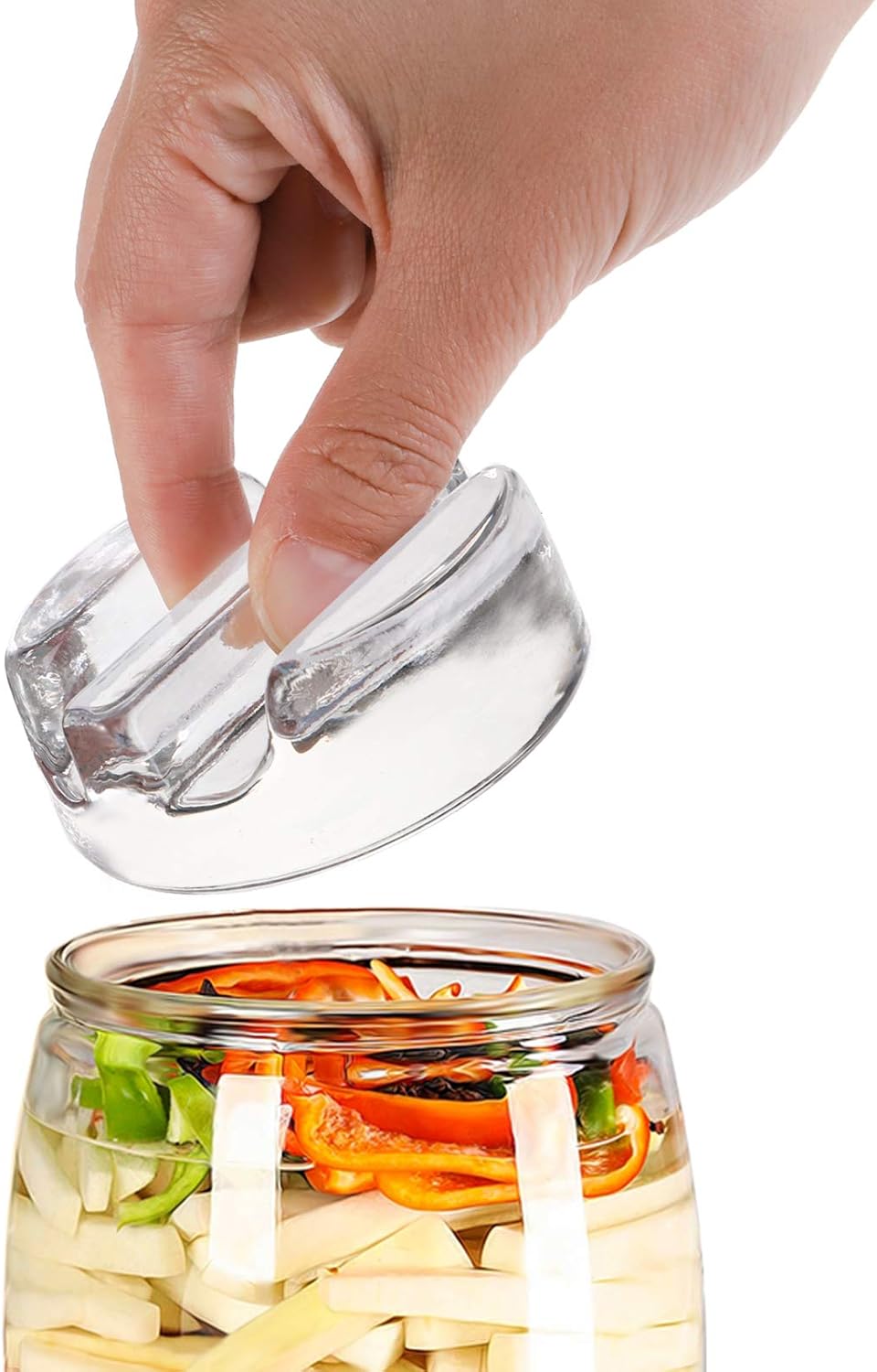 TOPZEA 9 Pack Fermentation Glass Weights with Easy Grip Handle for Wide Mouth Mason Jar Pickling Jars for Sauerkraut, Vegetables, and Other Fermented Food