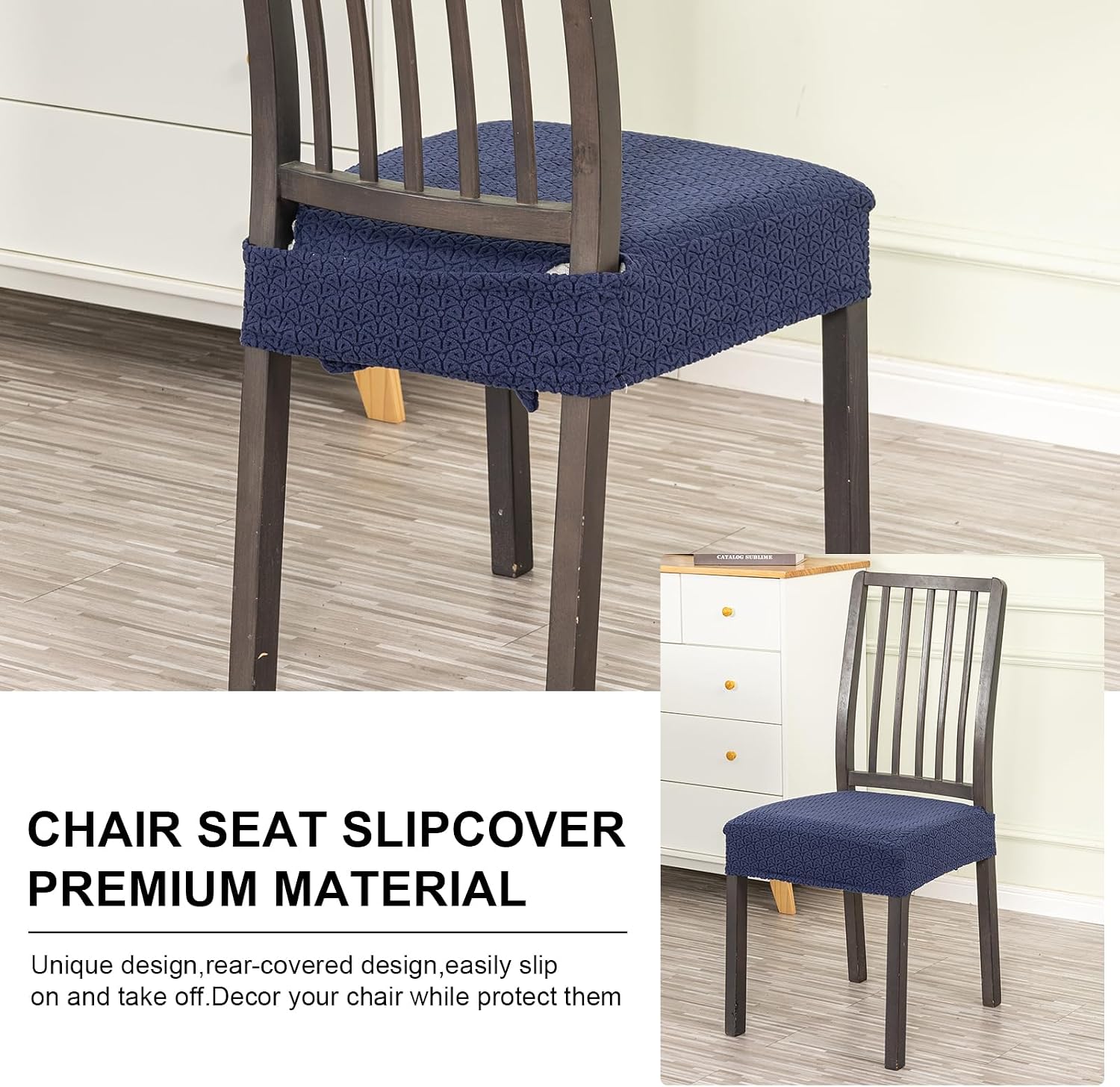 Eco-Ancheng Dining Chair Seat Covers Dining Chair Covers Set of 4, Jacquard Chair Seat Slipcover Removable Washable Seat Cover for Dining Chairs Dining Room Chair Cover Protector,17