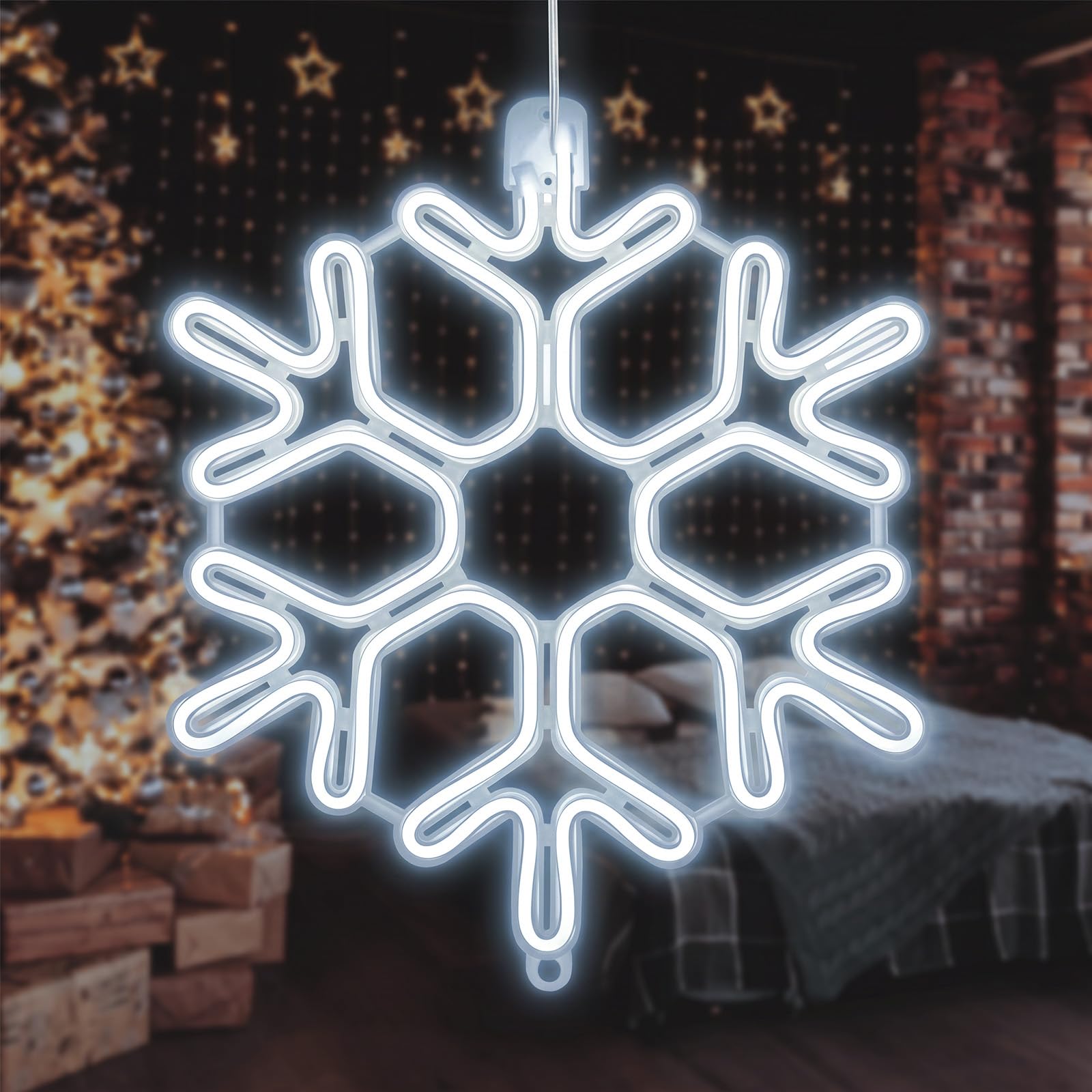 SALCAR 60cm LED Schneeflocke Neonlicht Weihnachtsbeleuchtung für Fenster