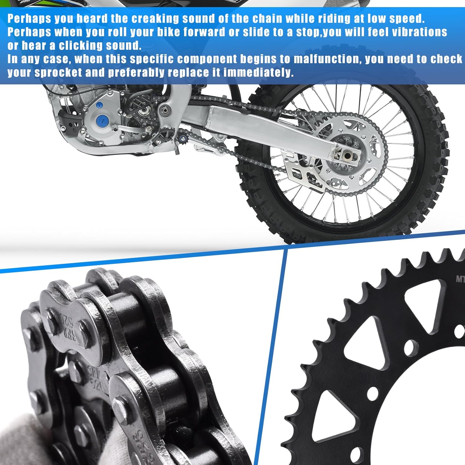 Chain and Sprocket Kit 520 Chain 114Links Front 13T Rear 49T Carburizing Steel Fit for Yamaha YZ450F 33D 2007-2014 YZ450F 2019-2025 for YZ450F Monster 2021-2023 2025