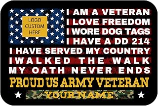 Personalized Veteran Door Mat with Name,Custom I Am a Veteran Flannel Doormats,Custom Rugs with Logo for Bedroom Entrance