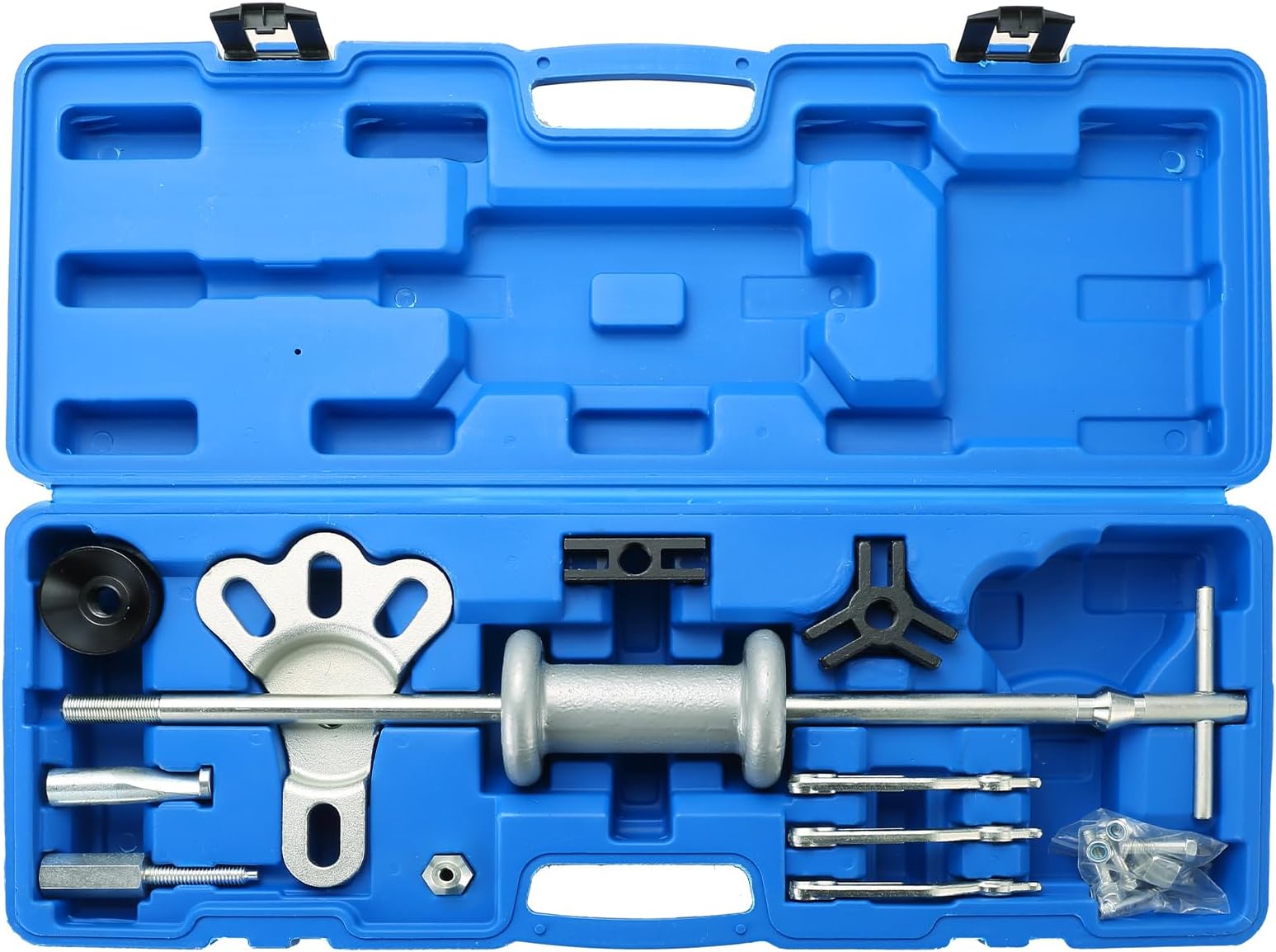 17PCS Slide Hammer Puller Set | Heavy-Duty Axle Bearing Puller Kit, 2/3 Jaw External Internal Car Hub Dent Puller Kit