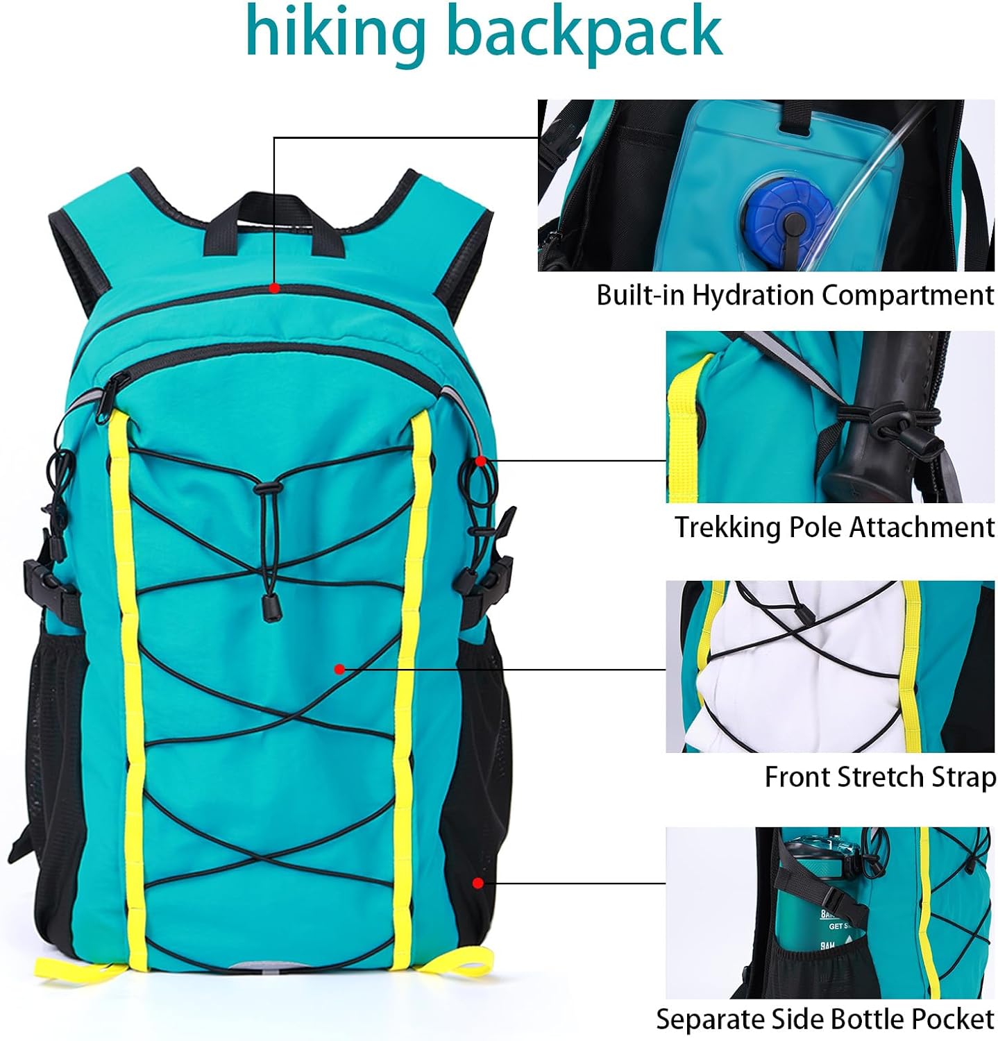 SSZYace 13L Hiking Backpack, Water‑Resistant Lightweight Outdoor Sport Travel Bag Daypack for Camping Climbing Skiing Cycling image 4