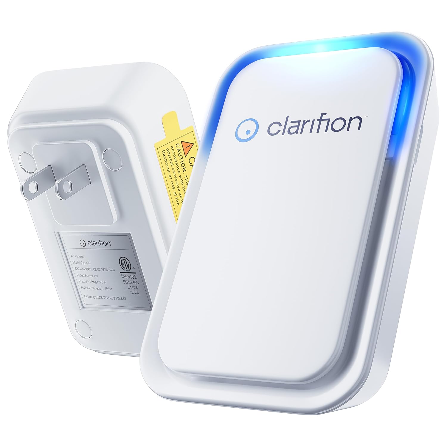 Clarifion - Air Ionizers for Home 1 Pack Negative Ion Filtration System Quiet Air Freshener for Bedroom Office