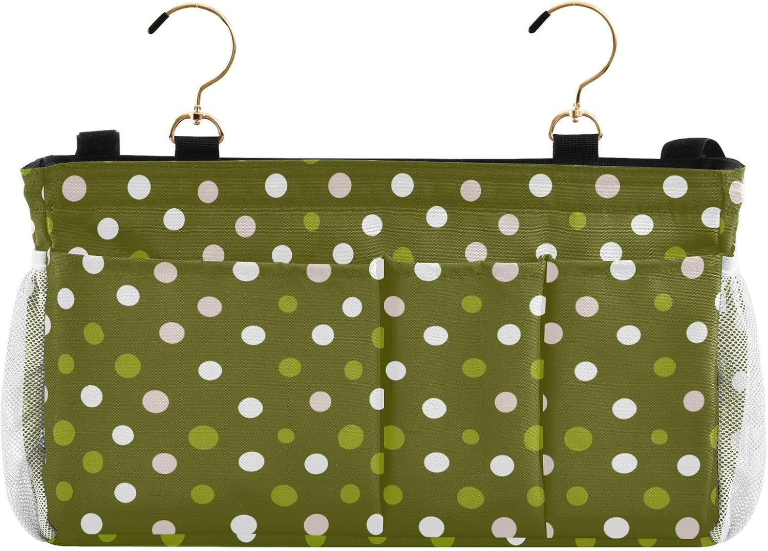 Bedside Storage Bag Organizer Polka Dots Olive Green Hanging Bag For Baby Bed for Headboards/Bunk Bed organizadores para cuarto