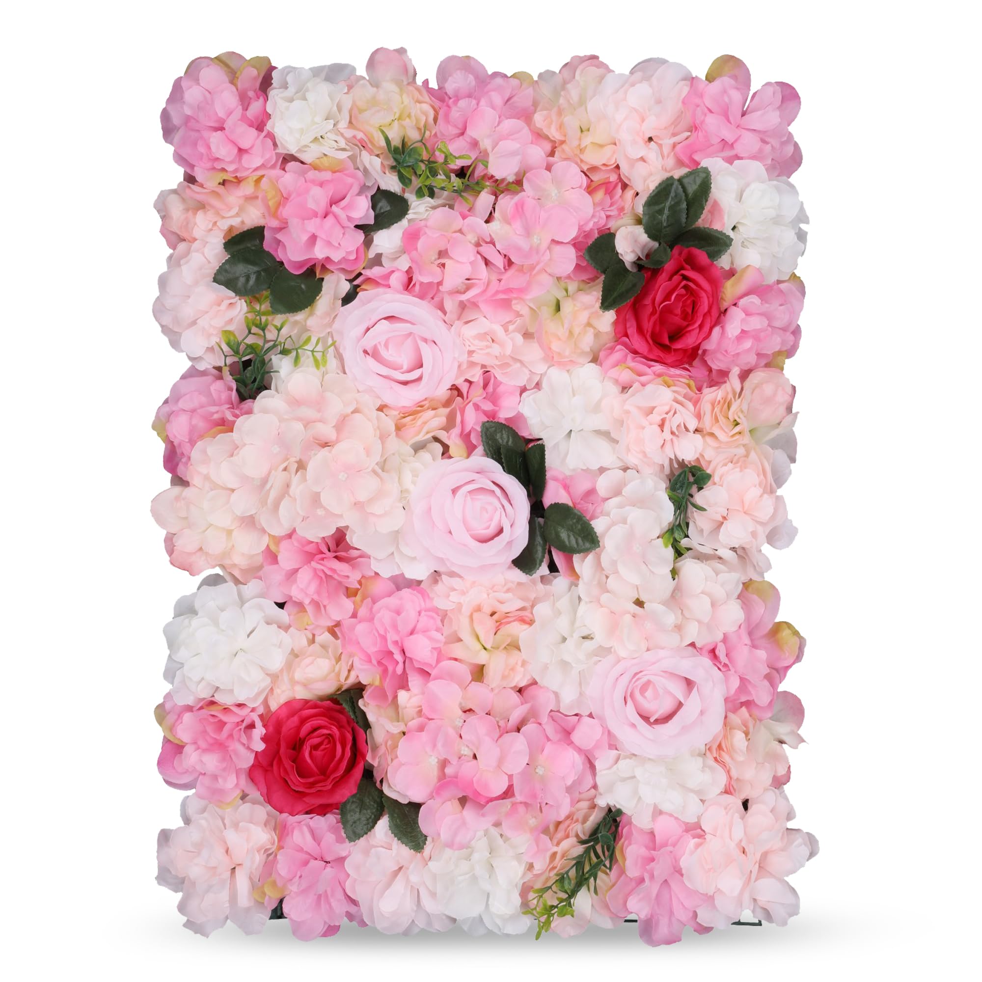 WedDecor 12Pcs Flower Panels Wall Décor Artificial Silk Flowers Romantic Floral Backdrop Wall Hedge Home Decoration Wedding Party Photo Background, Rose Pink, 60 x 40cm