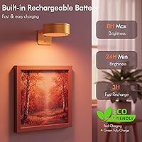 Vista 34 de 3-Pack Picture Lights for Wall, Rechargeable Battery Operated Led Painting Light with Remote Dimmable ＆ Timer, 3 Lighting Modes Magnetic Art Display