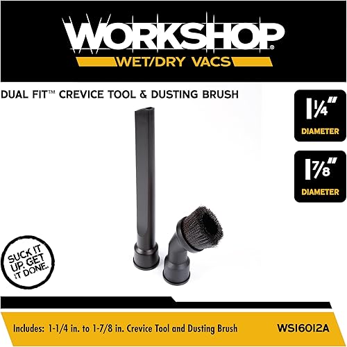 Miniatura 2 de WORKSHOP Wet/Dry Vacs Shop Vacuum Accessories WS16012A Herramienta de doble ajuste y accesorios de cepillo para polvo para aspiradoras húmedas y