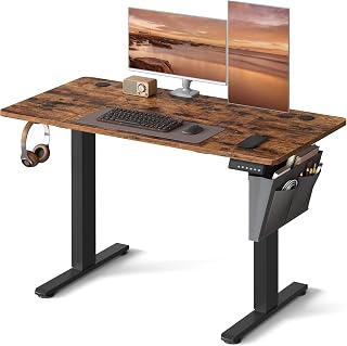 VASAGLE Electric Standing Desk, Height Adjustable Desk, 60 x 120 x (72-120) cm, 4 Memory Heights, Storage Pocket, for Home…