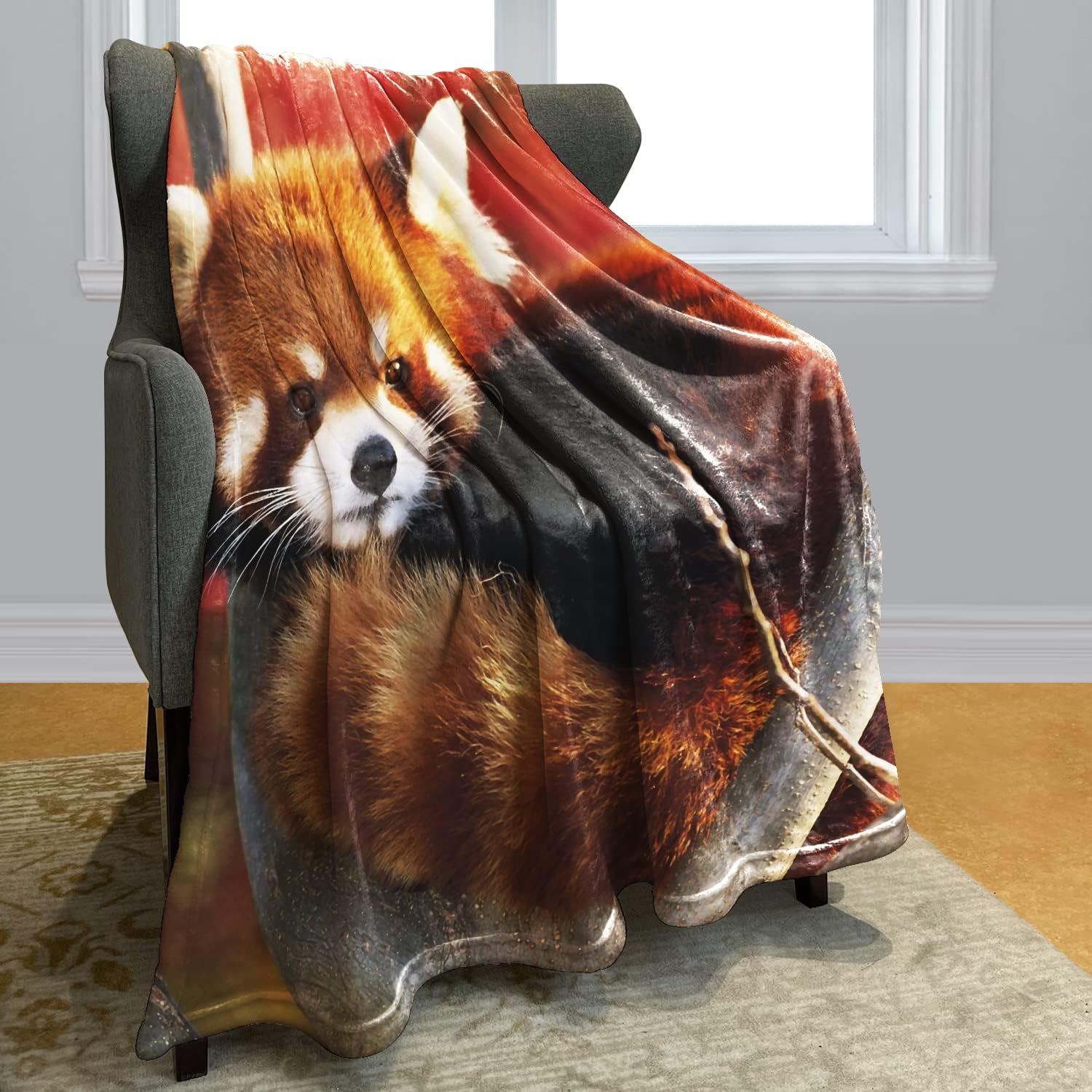 Red Panda Blanket Warm Cozy Soft Lightweight Flannel Red
